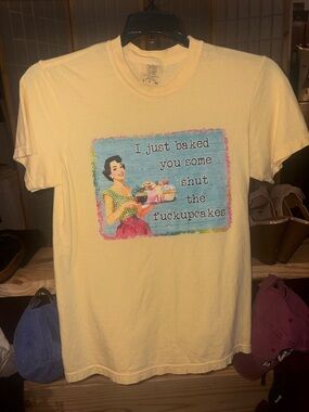 Comfort Colors Pale Yellow Graphic Cupcake Tee